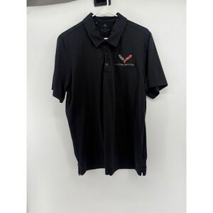 Adidas Golf Style Chevrolet Corvette Black Polo Shirt Mens Large Shortsleeve